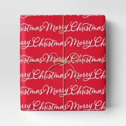 40" 220 Sq Ft Christmas Roll Wrap Merry Christmas On Red - Wondershop™