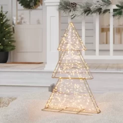 LED Champagne Metal Tree Christmas Novelty Sculpture Light With White Color Light Bulb - Wondershop™