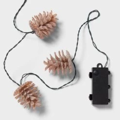 10ct LED Battery Operated Sugared Pinecone Christmas Indoor/Outdoor Novelty String Lights Warm White With Green Wire - Wondershop™ -Christmas Decorations Shop GUEST 05149528 4890 4341 80da 7c6c6b6dfbe3