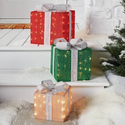 3pc Incandescent Tinsel Gift Box Christmas Novelty Sculpture Light Clear - Wondershop™ 3 3pc Incandescent Tinsel Gift Box Christmas Novelty Sculpture Light Clear - Wondershop™