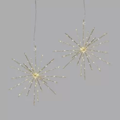 2pc 12" LED Twinkling Starburst Christmas Novelty Sculpture Light White With Gold Wire - Wondershop™