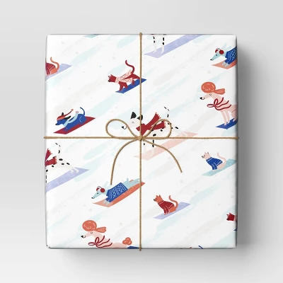 30” 25 Sq Ft Christmas Roll Wrap Dogs Sledding On Cream - Wondershop™ 3 30” 25 Sq Ft Christmas Roll Wrap Dogs Sledding On Cream - Wondershop™