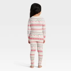 Toddler "Let It Snow" Fair Isle Cozy Knit Long Sleeve Shirt And Pants Holiday Matching Family Pajama Set - Wondershop™ Cream