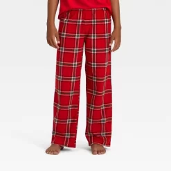 Kids' Plaid Microfleece Holiday Matching Family Pajama Pants - Wondershop™ Red