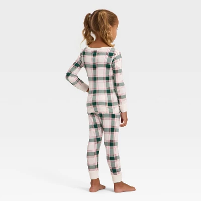 Toddler Plaid Ribbed Long Sleeve Shirt And Pants Holiday Matching Family Pajama Set - Wondershop™ Cream 3 Toddler Plaid Ribbed Long Sleeve Shirt And Pants Holiday Matching Family Pajama Set - Wondershop™ Cream