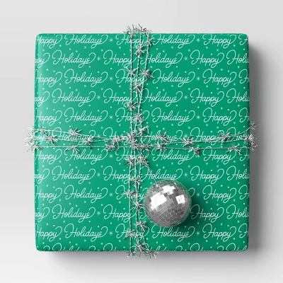 40" 125 Sq Ft Christmas Roll Wrap Happy Holidays On Green - Wondershop™ 3 40" 125 Sq Ft Christmas Roll Wrap Happy Holidays On Green - Wondershop™