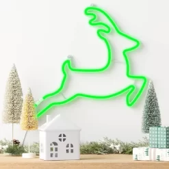 Christmas Faux Neon Leaping Green Deer - Wondershop™