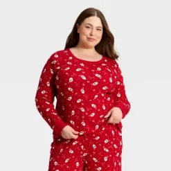 Women's Santa Print Ribbed Long Sleeve Holiday Matching Family Pajama Shirt - Wondershop™ Red -Christmas Decorations Shop GUEST 162effef 66c5 45d5 a87e 64de9eecac11
