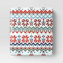 30” 90 Sq Ft Christmas Roll Wrap Scandinavian Sweater Pattern - Wondershop™