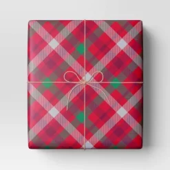 40" 220 Sq Ft Christmas Roll Wrap Red And Green Plaid - Wondershop™
