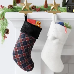 20" Christmas Striped Faux Fur Stocking White - Wondershop™