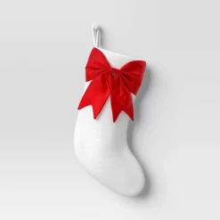 21" White Stocking With 3D Bow Decor - Wondershop™ -Christmas Decorations Shop GUEST 2e0a57a5 fba7 45de a5e2 d5a8d67f5c2e