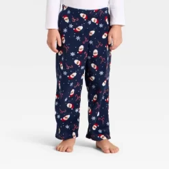 Toddler Santa Print Microfleece Holiday Matching Family Pajama Pants - Wondershop™ Blue
