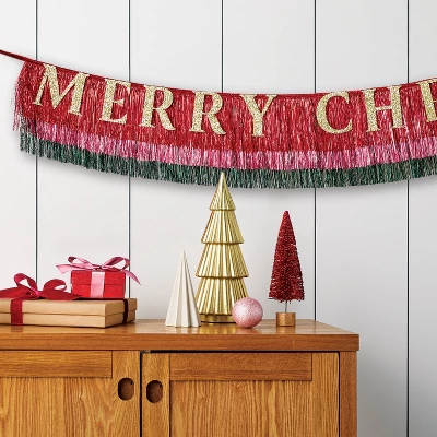 Tinsel Garland With Merry Christmas - Wondershop™ 3 Tinsel Garland With Merry Christmas - Wondershop™