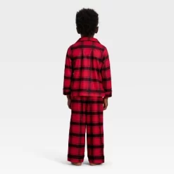 Toddler Plaid Long Sleeve Shirt And Pants Holiday Matching Family Pajama Set - Wondershop™ Red/Black