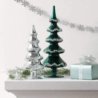 14.75" Christmas Glass Tree Green - Wondershop™ 3 14.75" Christmas Glass Tree Green - Wondershop™