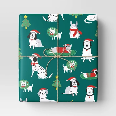 30" 50 Sq Ft Christmas Roll Wrap Illustrated Dogs On Green - Wondershop™ 3 30" 50 Sq Ft Christmas Roll Wrap Illustrated Dogs On Green - Wondershop™