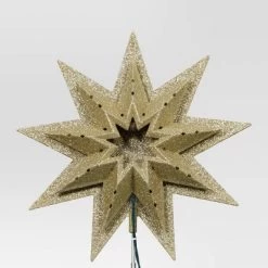 12" Lit-Plastic Gold Glitter Starburst Clear Incandescent Lights Christmas Tree Topper - Wondershop™ -Christmas Decorations Shop GUEST 3e700198 ec69 45ed bc47 fc314fc911da