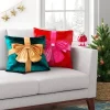 16"x6" Christmas Green Velvet Square Pillow With Teal Bow - Wondershop™ -Christmas Decorations Shop GUEST 4227646e 52b7 4329 a06f 0532e5d7929d