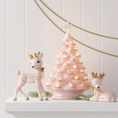 Christmas Ceramic Sitting Deer Décor Pink - Wondershop™ 3 Christmas Ceramic Sitting Deer Décor Pink - Wondershop™