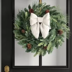 16" Christmas Jumbo Cable Knit Bow Decor White - Wondershop™