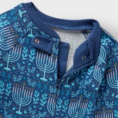 Baby Hanukkah Ribbed Holiday Matching Family Footed Pajama - Wondershop™ Blue 4 Baby Hanukkah Ribbed Holiday Matching Family Footed Pajama - Wondershop™ Blue - Image 2