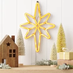 LED Battery Operated Neon Star Hangable Sign Warm White - Wondershop™