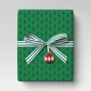 18' Christmas Fabric Ribbon Grosgrain White/Green Stripes - Wondershop™