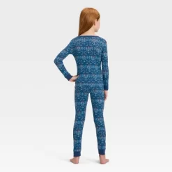 Kids' Hanukkah Ribbed Long Sleeve Shirt And Pants Holiday Matching Family Pajama Set - Wondershop™ Blue