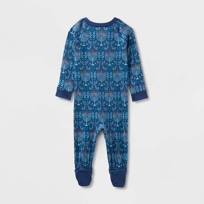 Baby Hanukkah Ribbed Holiday Matching Family Footed Pajama - Wondershop™ Blue 3 Baby Hanukkah Ribbed Holiday Matching Family Footed Pajama - Wondershop™ Blue