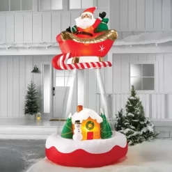 10' Christmas Indoor/Outdoor Lighted Inflatable Santa In Sleigh Over The House - Wondershop™