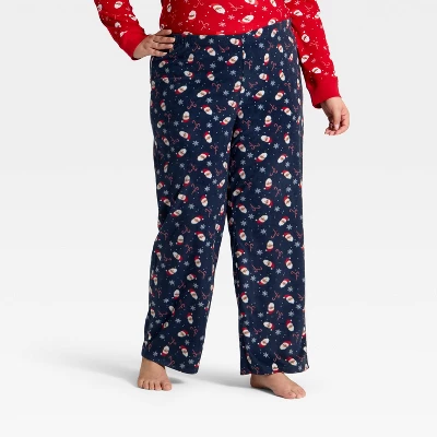 Women's Santa Print Microfleece Holiday Matching Family Pajama Pants - Wondershop™ Navy Blue 7 Women's Santa Print Microfleece Holiday Matching Family Pajama Pants - Wondershop™ Navy Blue - Image 5