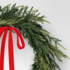 28" Christmas Led Mixed Norfolk And Cedar Wreath With Red Velvet Bow - Wondershop™ -Christmas Decorations Shop GUEST 73d6f5b1 5fde 46fb a46b 0283fb96ec28