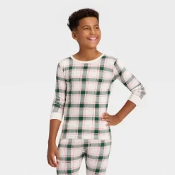 Kids' Plaid Ribbed Long Sleeve Shirt And Pants Holiday Matching Family Pajama Set - Wondershop™ Cream -Christmas Decorations Shop GUEST 75ac6c6f e455 4688 9820 9676a4b869b7