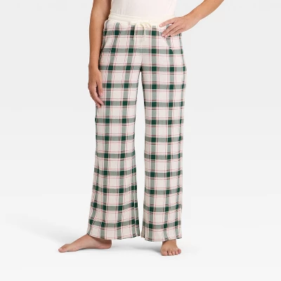 Women's Plaid Ribbed Holiday Matching Family Pajama Pants - Wondershop™ Cream 6 Women's Plaid Ribbed Holiday Matching Family Pajama Pants - Wondershop™ Cream - Image 4