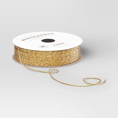 90' Christmas Fabric Ribbon Gold Cord - Wondershop™ 4 90' Christmas Fabric Ribbon Gold Cord - Wondershop™ - Image 2