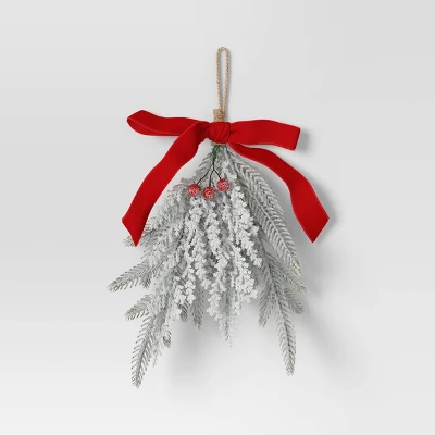 2ct Christmas Mini Swag Flocked Red Berries And Red Bow - Wondershop™ 4 2ct Christmas Mini Swag Flocked Red Berries And Red Bow - Wondershop™ - Image 2