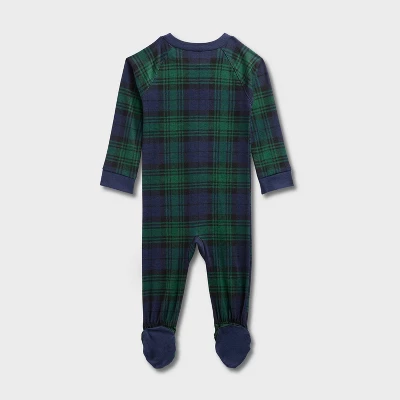 Baby Plaid Ribbed Holiday Matching Family Footed Pajamas - Wondershop™ Green 3 Baby Plaid Ribbed Holiday Matching Family Footed Pajamas - Wondershop™ Green