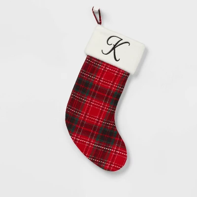 20" Plaid Monogram Christmas Holiday Stocking With Faux Fur Cuff Red/Green/White - Wondershop™ 15 20" Plaid Monogram Christmas Holiday Stocking With Faux Fur Cuff Red/Green/White - Wondershop™ - Image 13