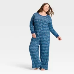 Women's Hanukkah Ribbed Long Sleeve Shirt And Pants Holiday Matching Family Pajama Set - Wondershop™ Blue -Christmas Decorations Shop GUEST 886cfb8e db5e 4b53 8536 6866ae6b2f5a