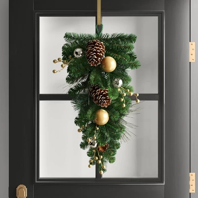 28" Decorated Pine Hanging Christmas Artificial Swag Green/Champagne Gold - Wondershop™ 3 28" Decorated Pine Hanging Christmas Artificial Swag Green/Champagne Gold - Wondershop™