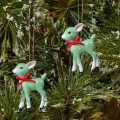 2ct Retro Small Deer Christmas Tree Ornament Set - Wondershop™