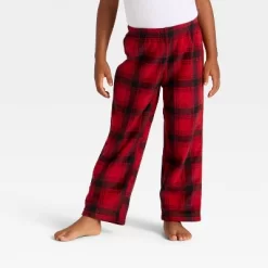 Toddler Plaid Microfleece Holiday Matching Family Pajama Pants - Wondershop™ Red/Black