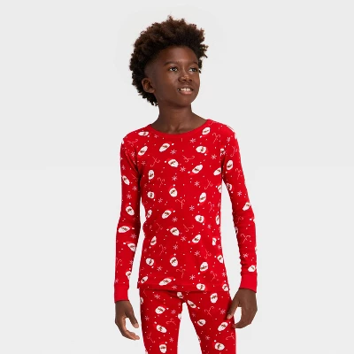 Kids' Ribbed Long Sleeve Shirt And Pants Holiday Matching Family Pajama Set - Wondershop™ Red 4 Kids' Ribbed Long Sleeve Shirt And Pants Holiday Matching Family Pajama Set - Wondershop™ Red - Image 2