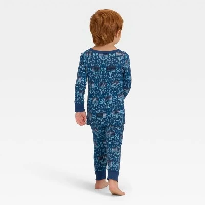 Toddler Hanukkah Ribbed Long Sleeve Shirt And Pants Holiday Matching Family Pajama Set - Wondershop™ Blue 3 Toddler Hanukkah Ribbed Long Sleeve Shirt And Pants Holiday Matching Family Pajama Set - Wondershop™ Blue