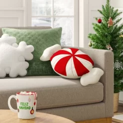 28" Christmas Peppermint Shaped Pillow Red/White - Wondershop™