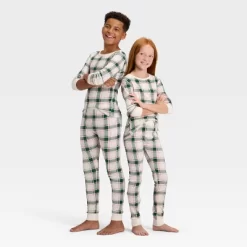 Kids' Plaid Ribbed Long Sleeve Shirt And Pants Holiday Matching Family Pajama Set - Wondershop™ Cream -Christmas Decorations Shop GUEST 9c03cf33 a07b 4cc8 93d1 0774ce210ed8