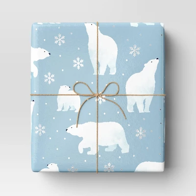 30” 25 Sq Ft Christmas Roll Wrap White Polar Bears On Blue - Wondershop™ 3 30” 25 Sq Ft Christmas Roll Wrap White Polar Bears On Blue - Wondershop™