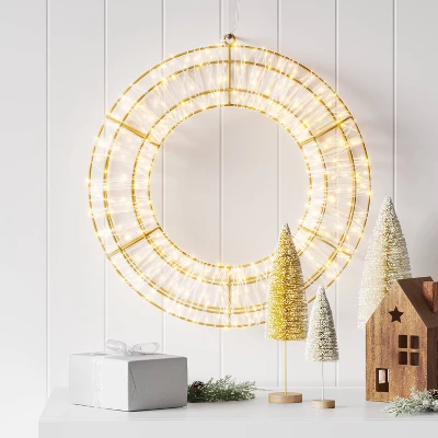 LED High Density Champagne Metal Wreath Christmas Novelty Silhouette Lights With White Color Light Bulb - Wondershop™ 3 LED High Density Champagne Metal Wreath Christmas Novelty Silhouette Lights With White Color Light Bulb - Wondershop™