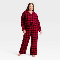 Women's Plaid Flannel Long Sleeve Shirt And Pants Holiday Matching Family Pajama Set - Wondershop™ Red/Black -Christmas Decorations Shop GUEST a1feb90a d35b 4761 a891 54b370bc69f0